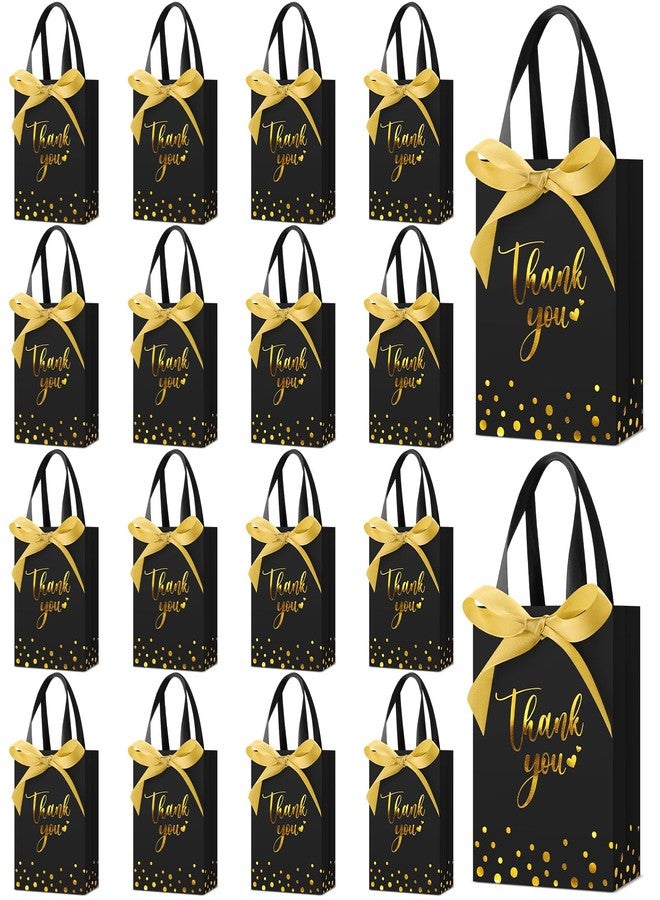 Kolldenn 36 Pack Small Thank You Gift Bags with Handles 5.9 x 4.3 x 2.4 Inches Christmas Party Favor Bags with Bow Ribbon Candy Goodie Gift Bag Bulk for Xmas Wedding Birthday Bridal Shower(Black) - Image 1